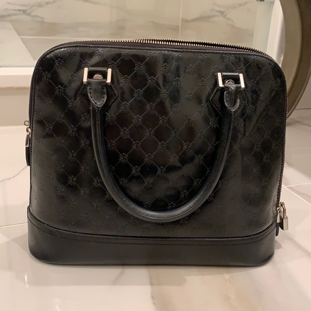 Brooks brother black leather top handle handbag